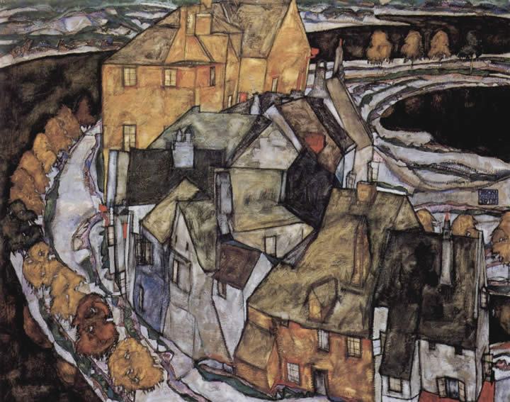 Egon Schiele The House Bend or Island City literally the house elbow